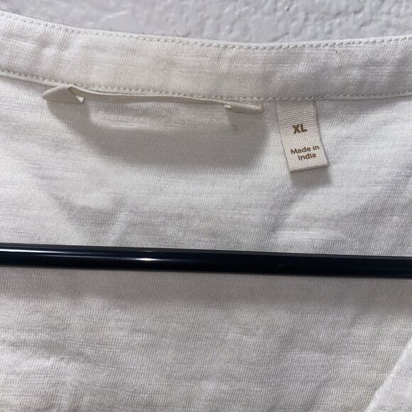 Soft Surroundings Cotton Embroidered Tunic Cream Metallic XL Floral Lagenlook - Picture 2 of 6